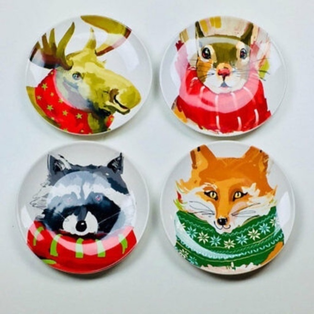 Vintage Rae Dunn Woodland Critter Christmas Dessert Plates